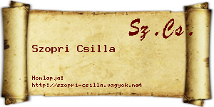 Szopri Csilla névjegykártya